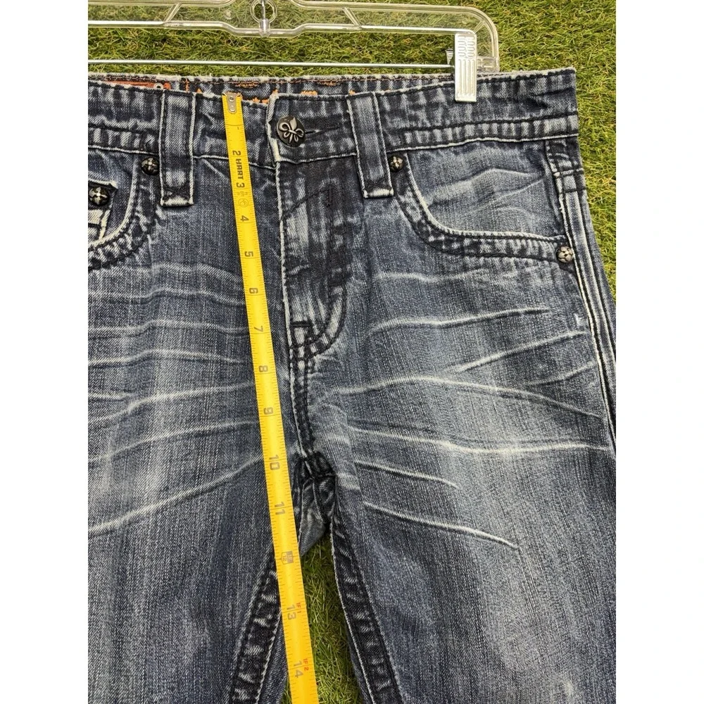 Rock Revival Jeans Mens 32 Phil Slim Straight Fit Grunge Denim Embellished
